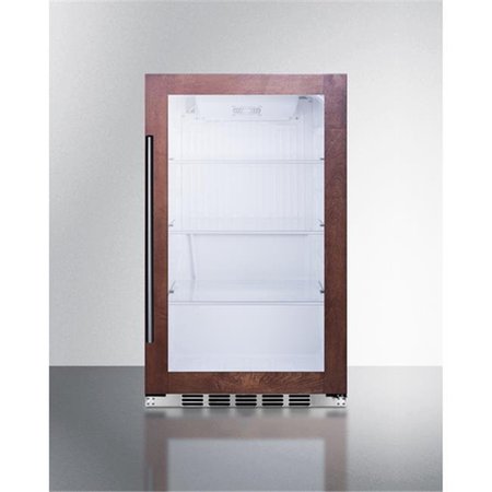 SUMMIT APPLIANCE Summit Appliance SPR489OSPNR 33.88 x 19 x 17.75 in. Indoor & Outdoor Hallow Depth Built-In Glass Door Beverage Center with Panel-Ready Door Trim; Black Cabinet SPR489OSPNR